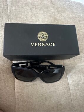 Versace Black Women's Cat-Eye Sunglasses with Logo Detail